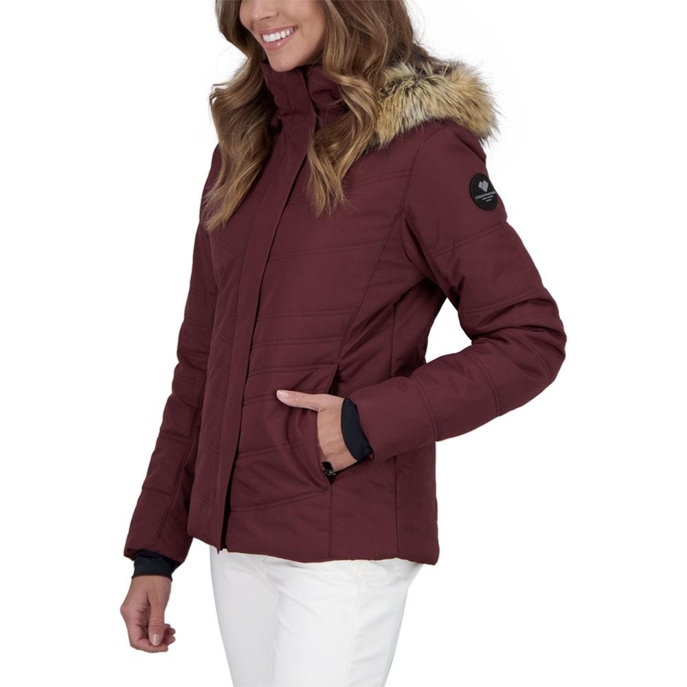 Obermeyer Maroon Ski Jacket with Faux Fur Hood
